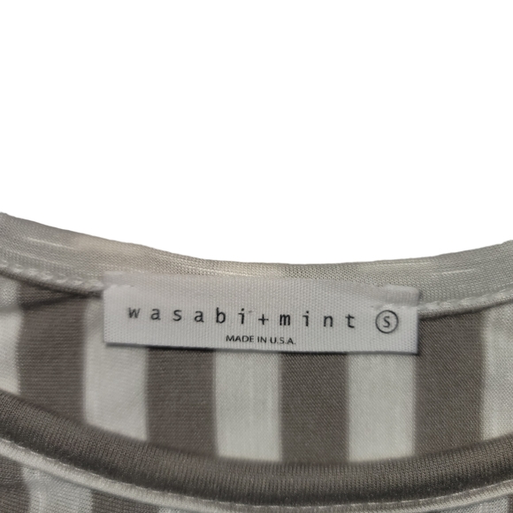 ⭐️Wasabi + Mint Sexy Summer Gray White Striped Maxi Dress Sz S - Picture 4 of 6